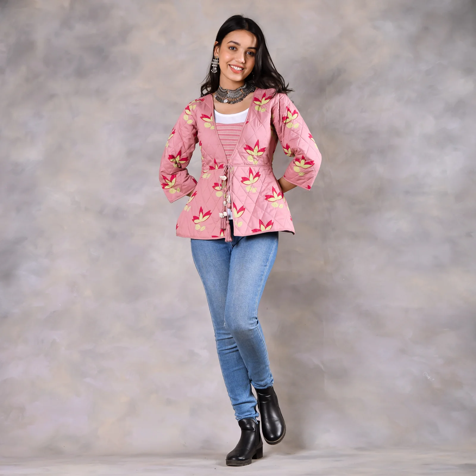 Water Lily Baby Pink Quilted Jacket - Image 3
