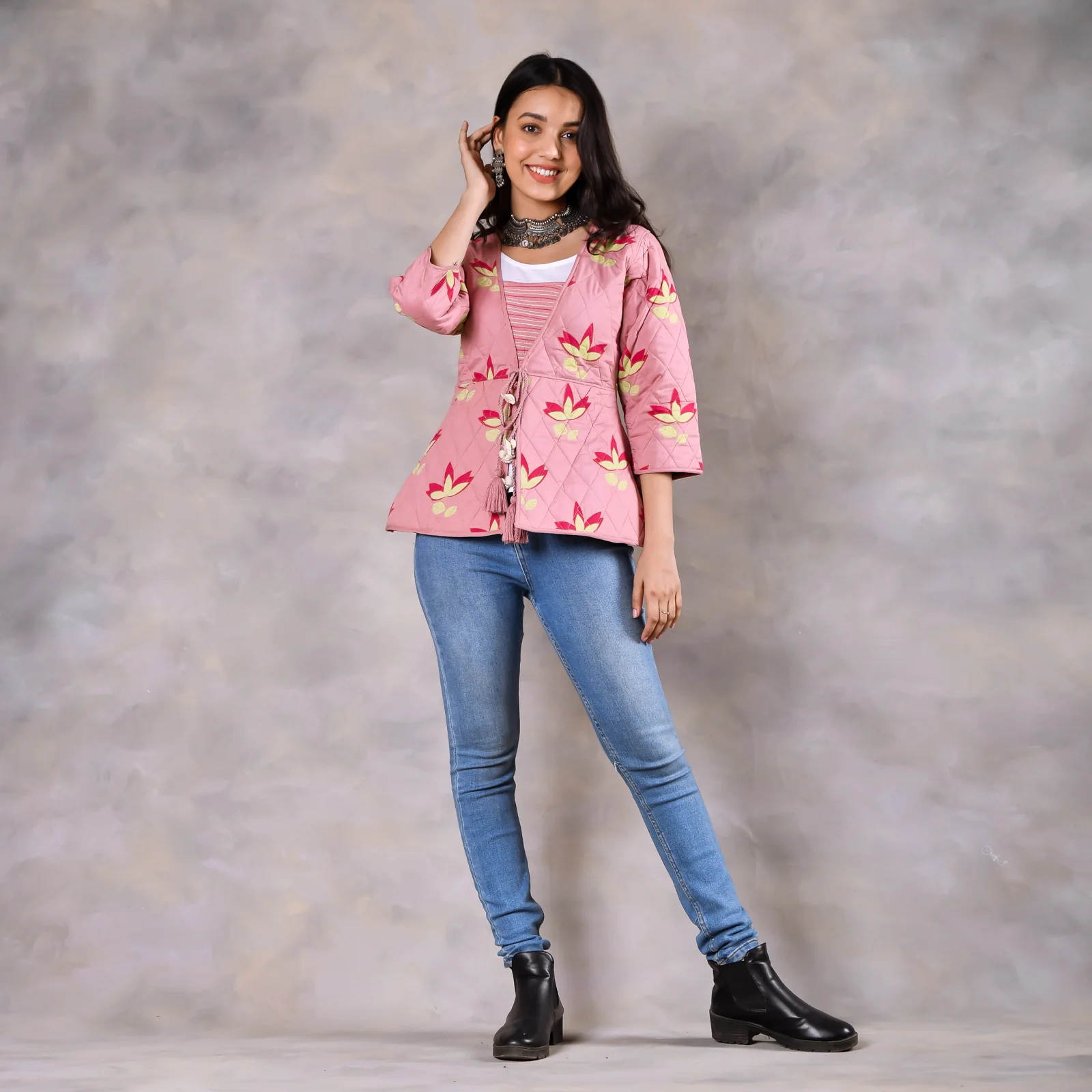 Water Lily Baby Pink Quilted Jacket - Image 4