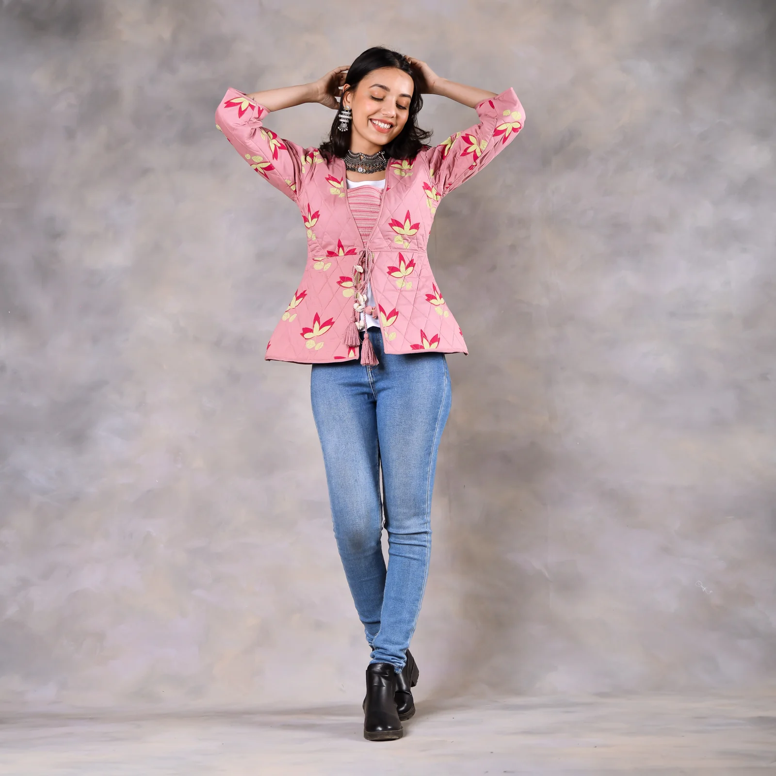 Water Lily Baby Pink Quilted Jacket - Image 6
