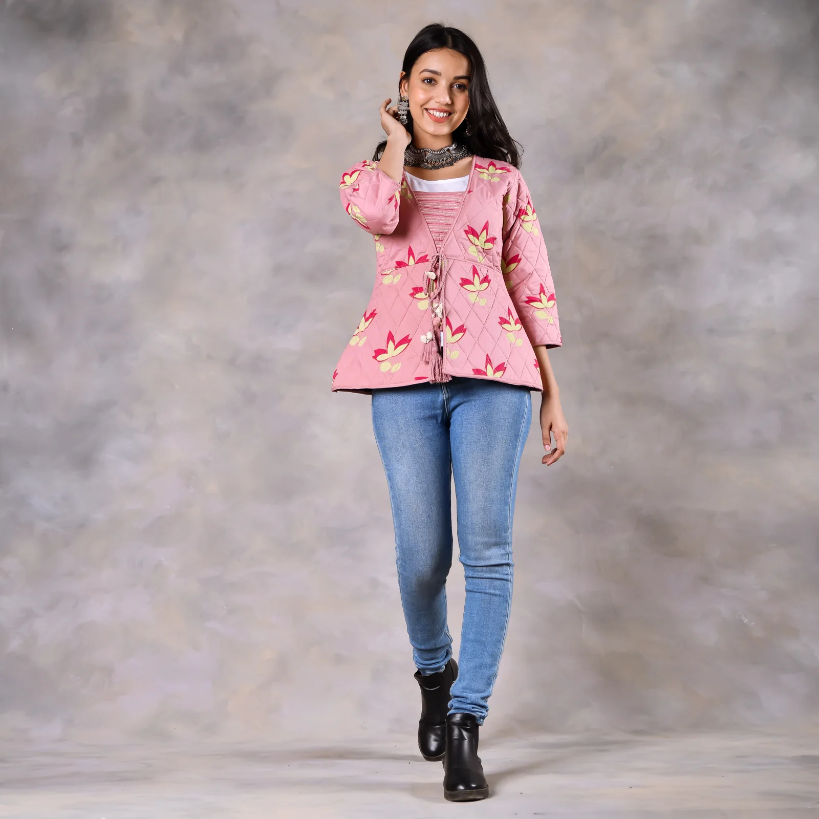 Water Lily Baby Pink Quilted Jacket - Image 8