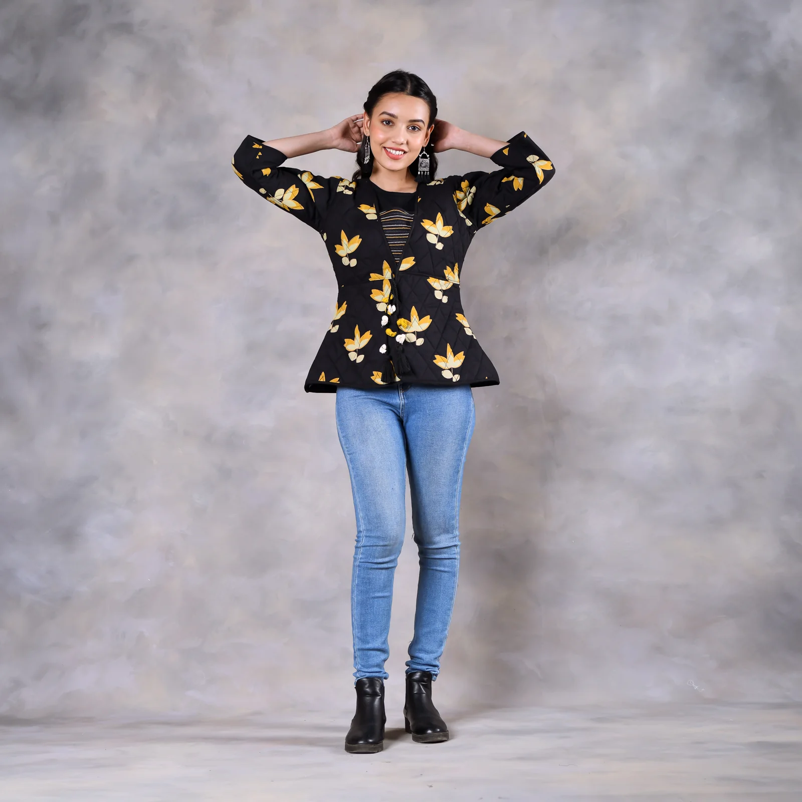 Water Lily Black Quilted Jacket - Image 3