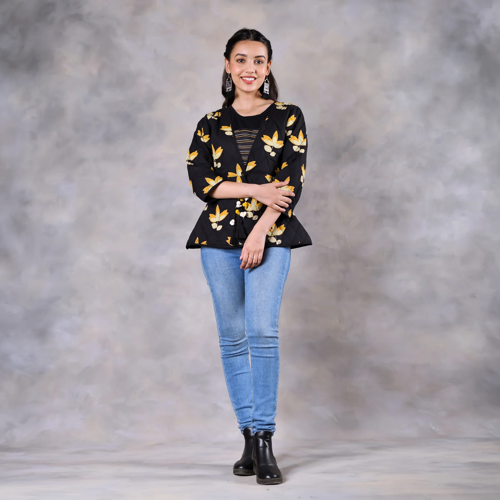Water Lily Black Quilted Jacket - Image 4