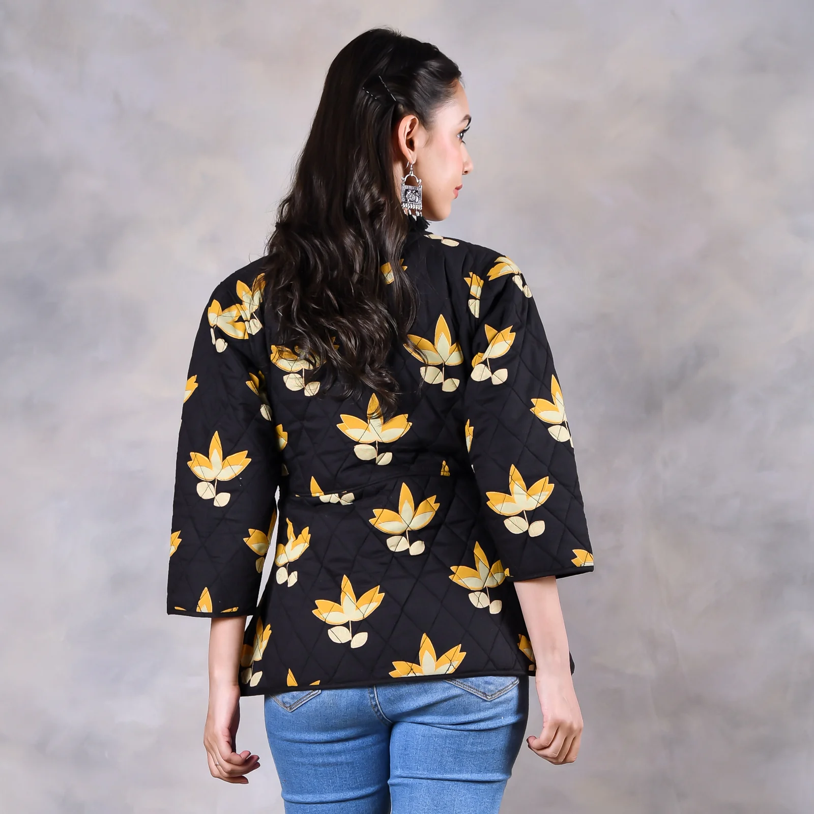 Water Lily Black Quilted Jacket - Image 5