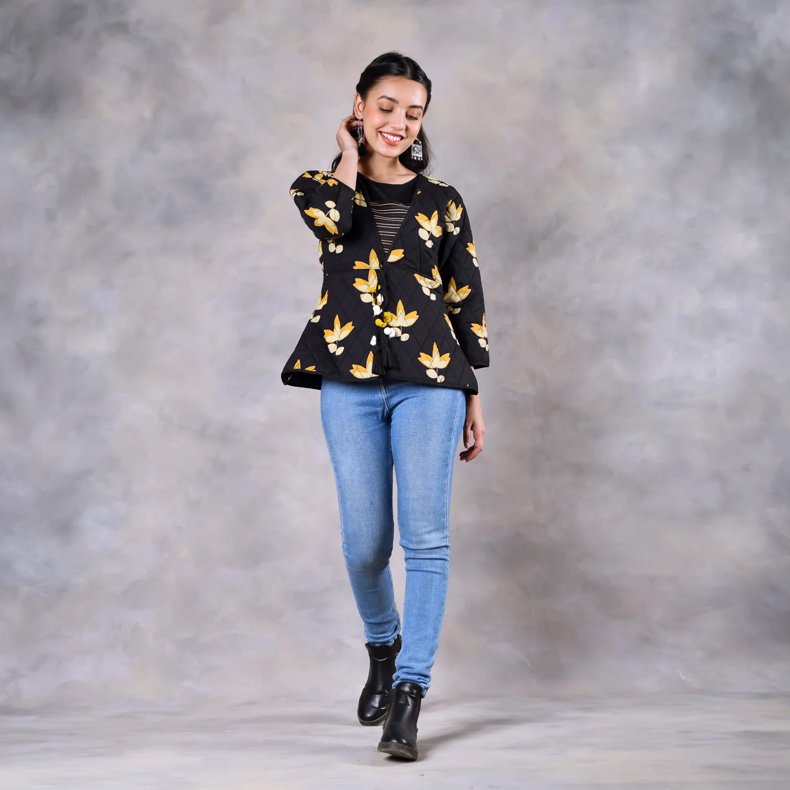 Water Lily Black Quilted Jacket - Image 6