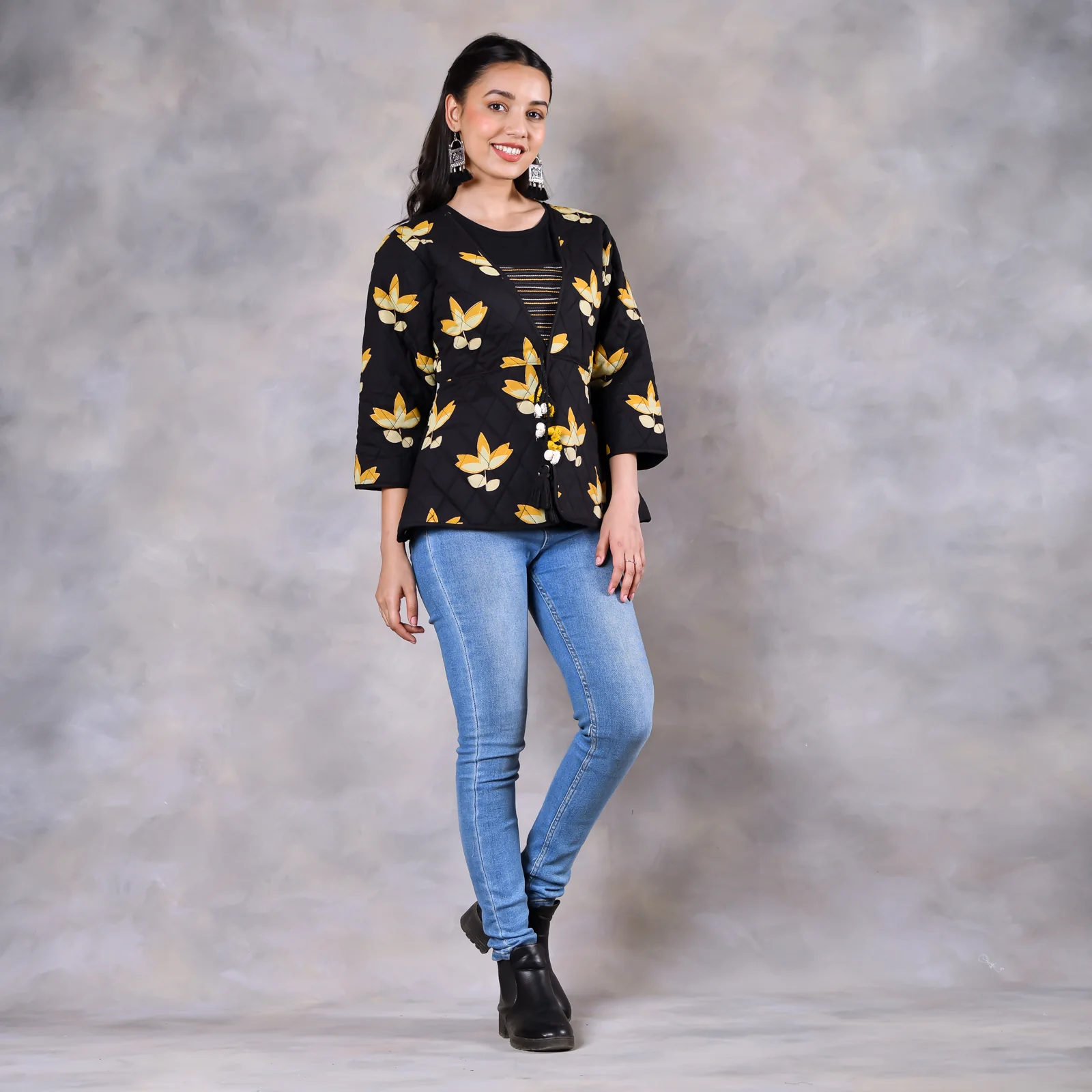 Water Lily Black Quilted Jacket - Image 7