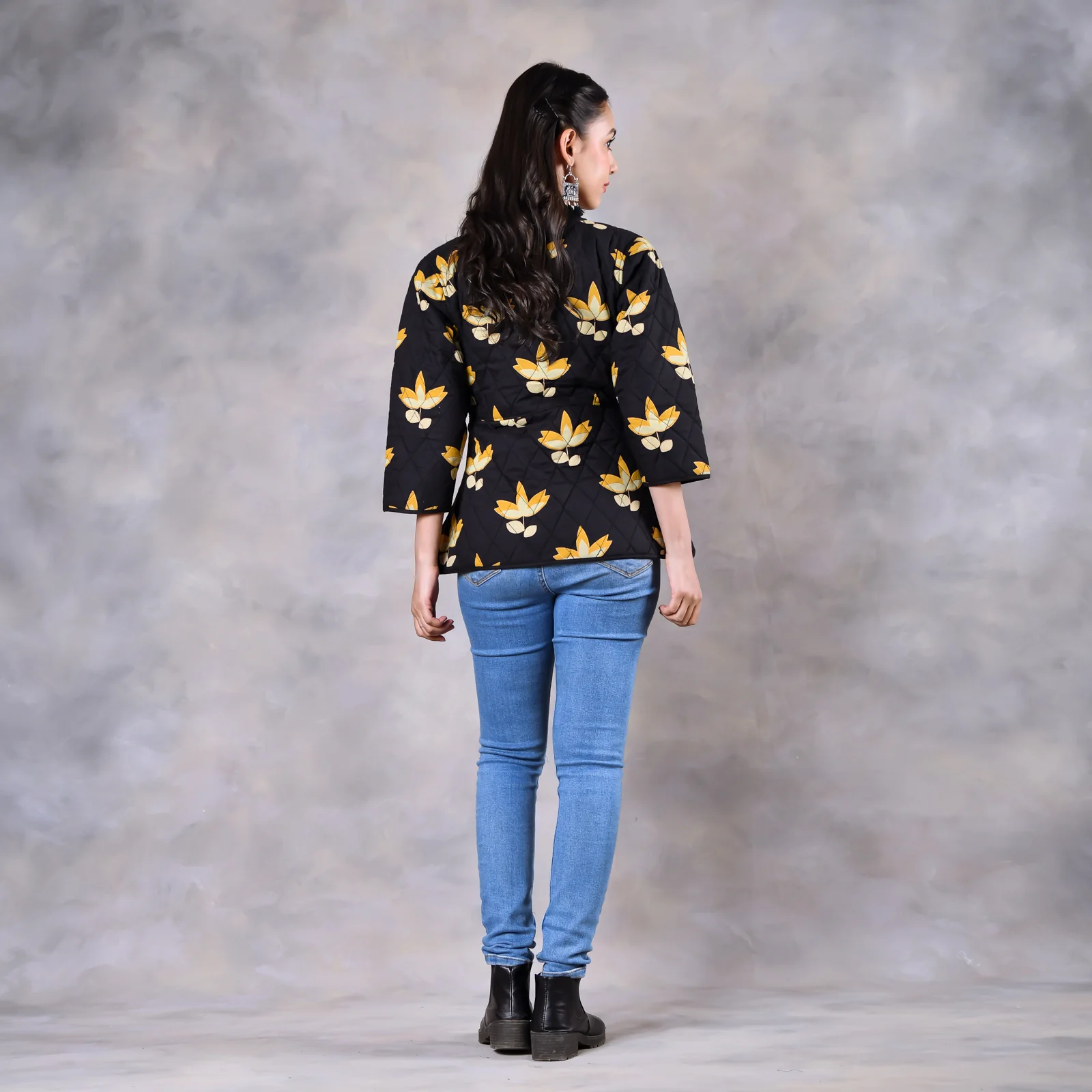 Water Lily Black Quilted Jacket - Image 8