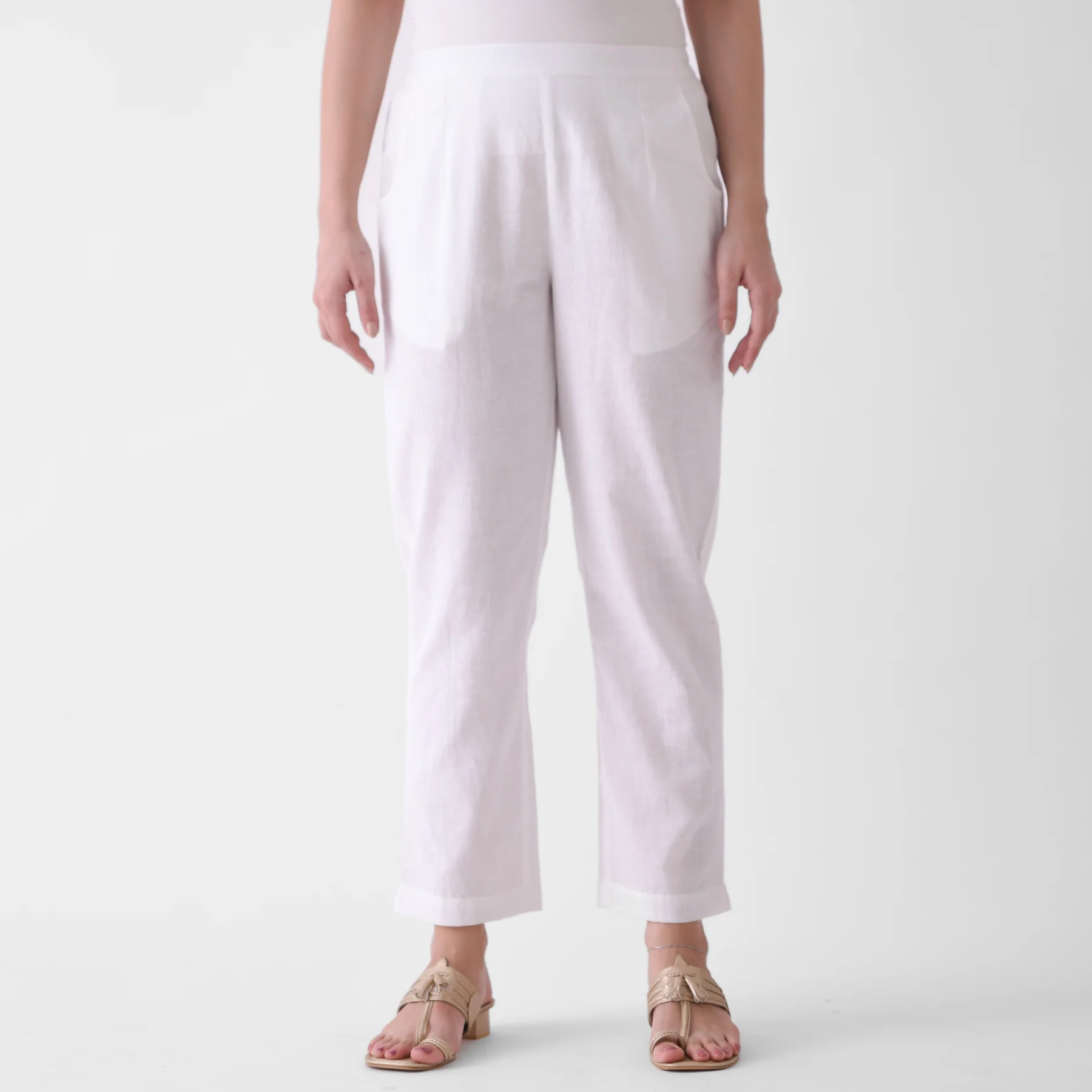 White Cotton AMPM Pants - Image 3