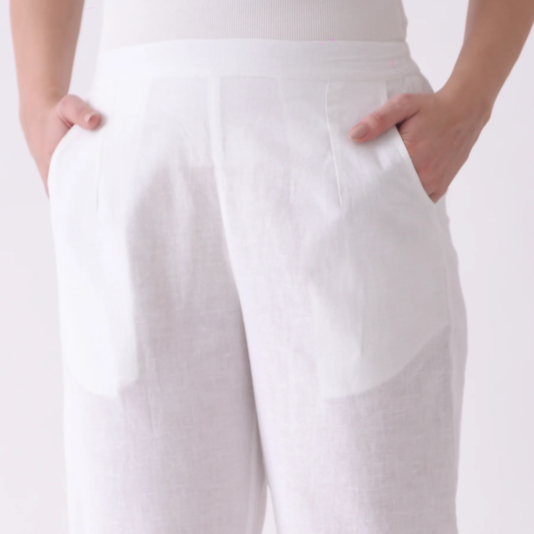 White Cotton AMPM Pants - Image 4