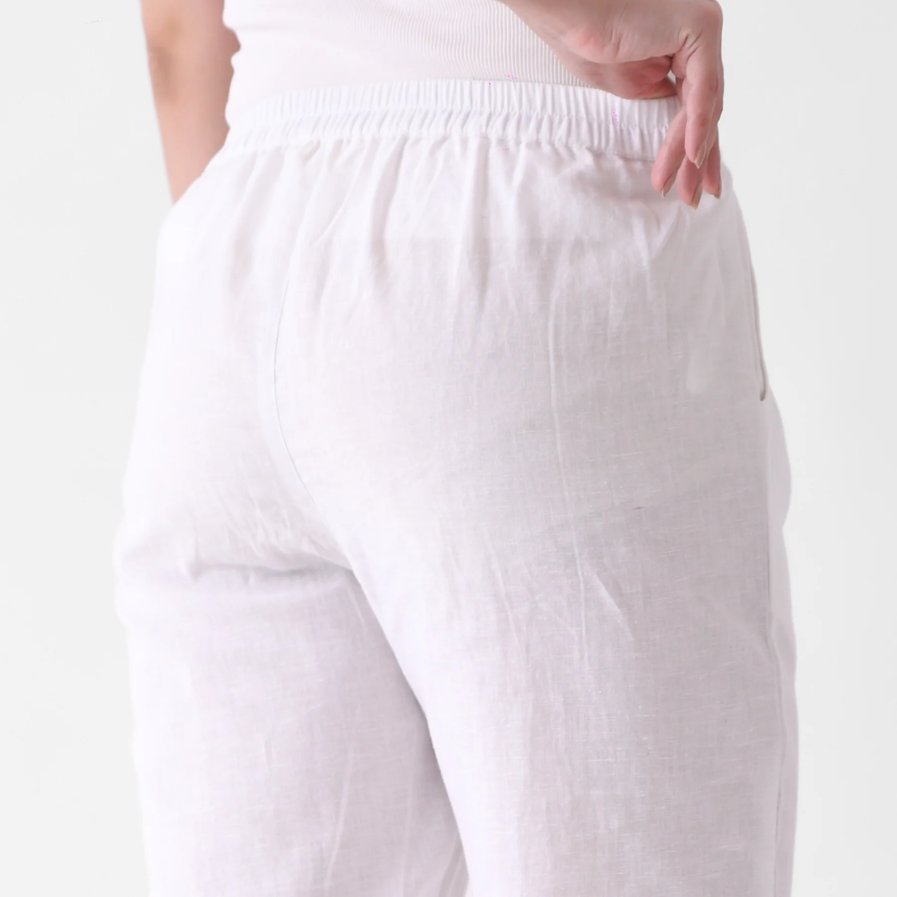 White Cotton AMPM Pants - Image 6