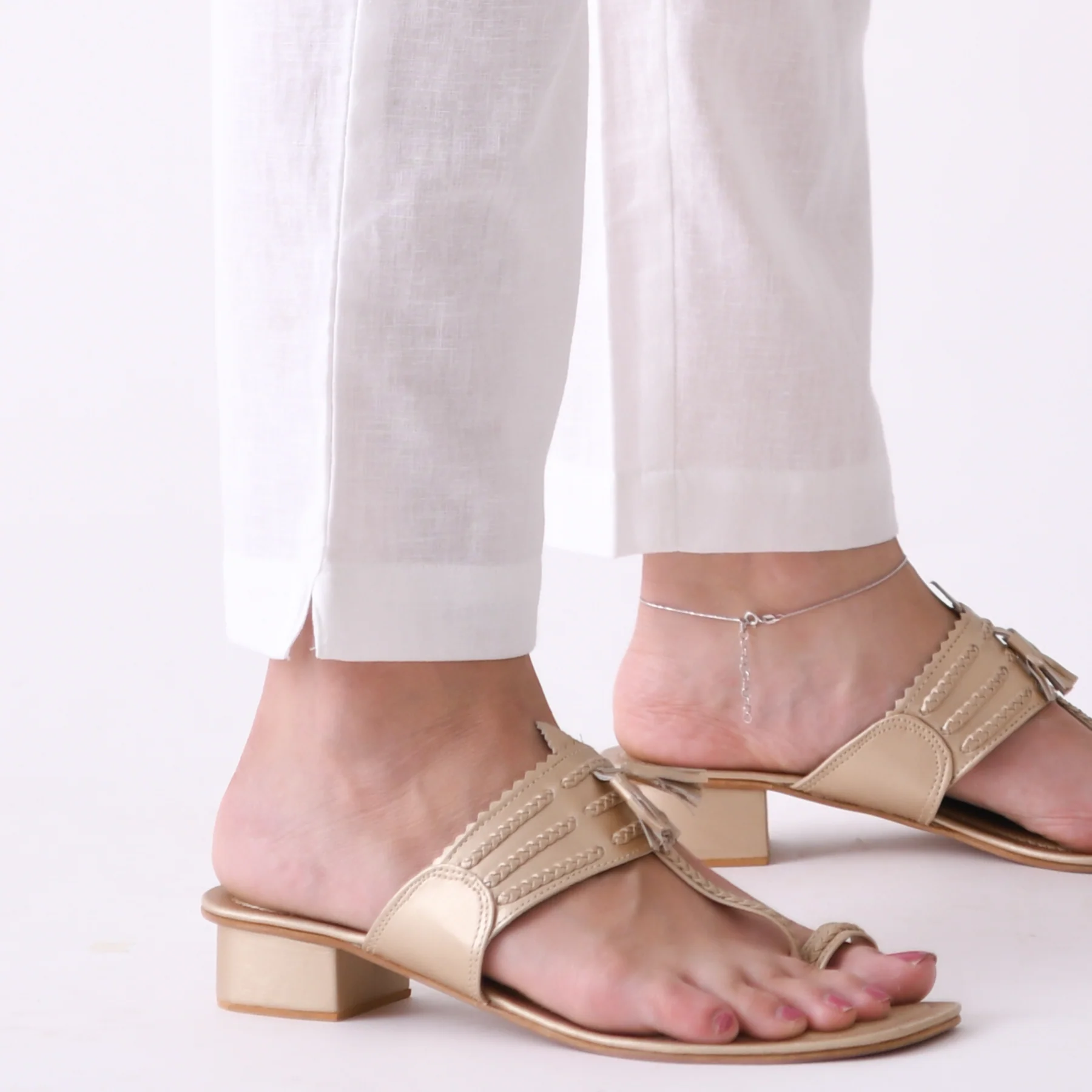 White Cotton AMPM Pants - Image 8
