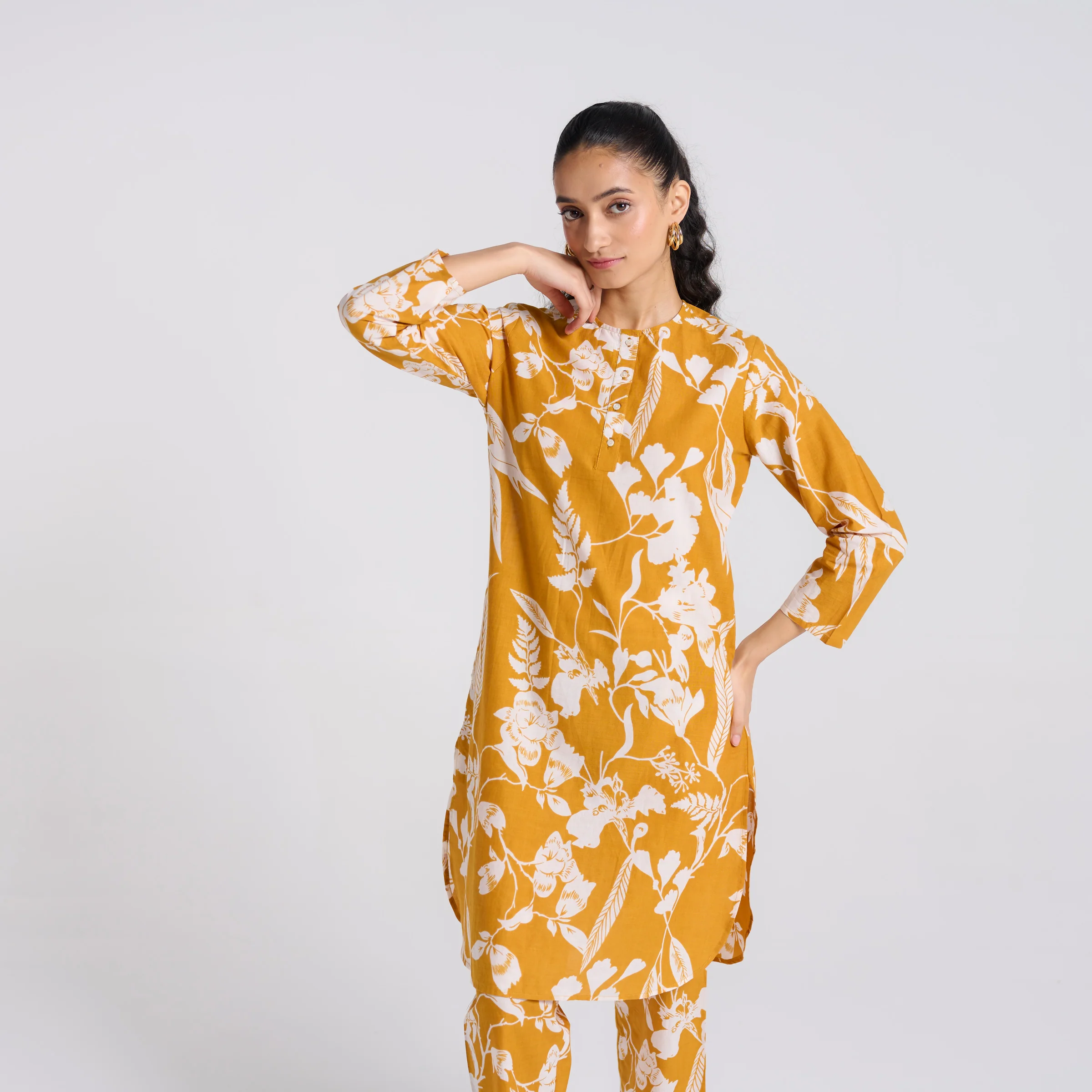 Yellow Floral Pure Cotton Co-ord Set - Image 3