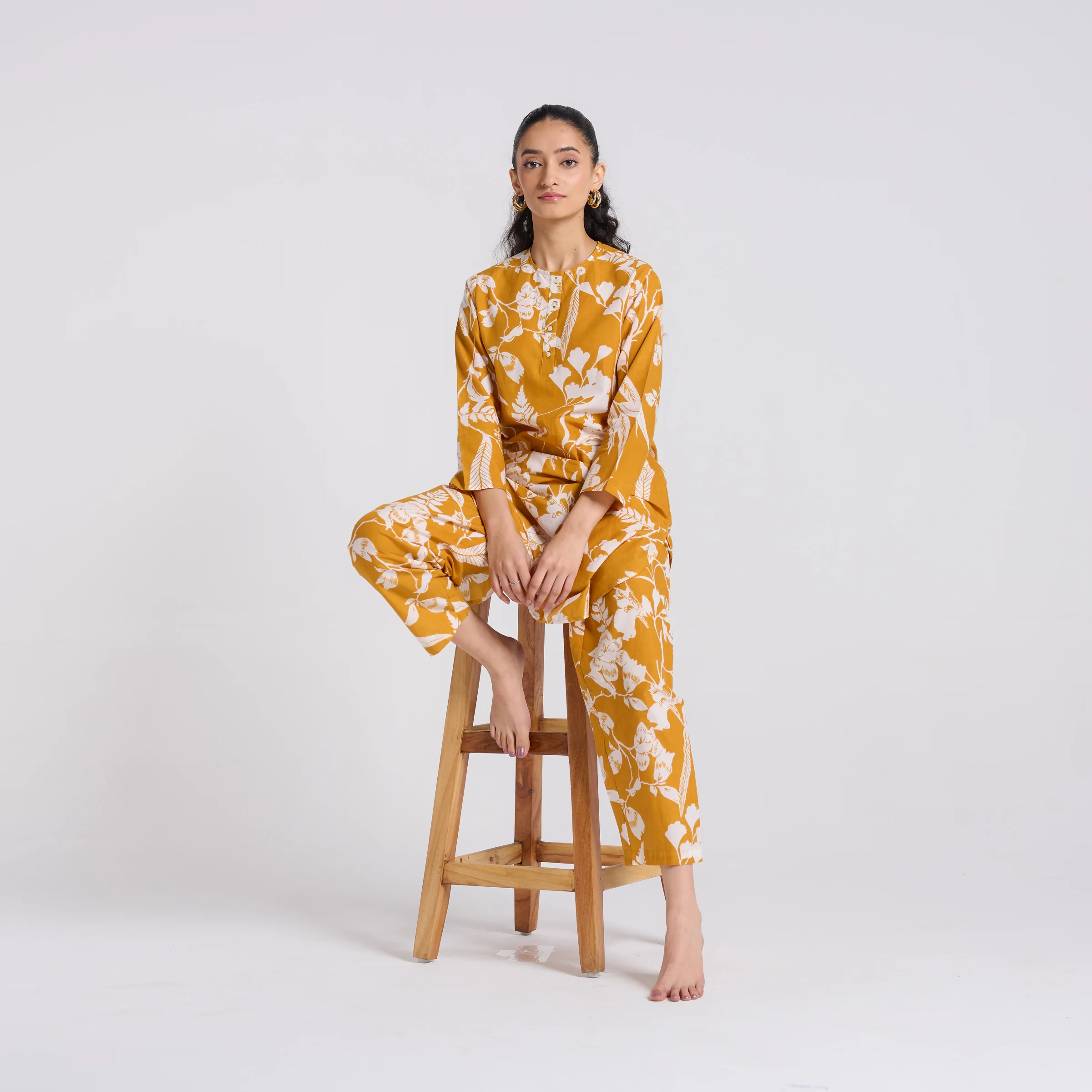 Yellow Floral Pure Cotton Co-ord Set - Image 4