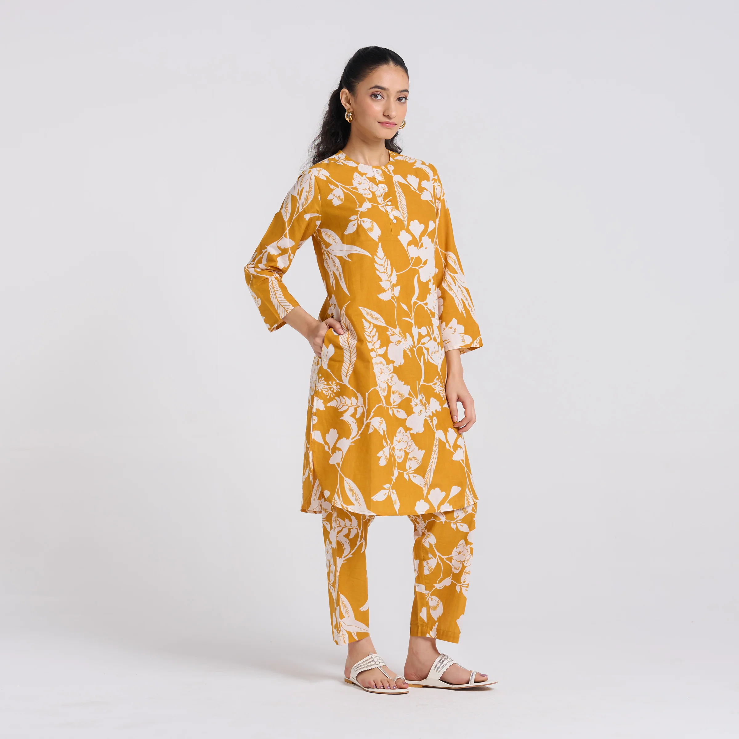 Yellow Floral Pure Cotton Co-ord Set - Image 6