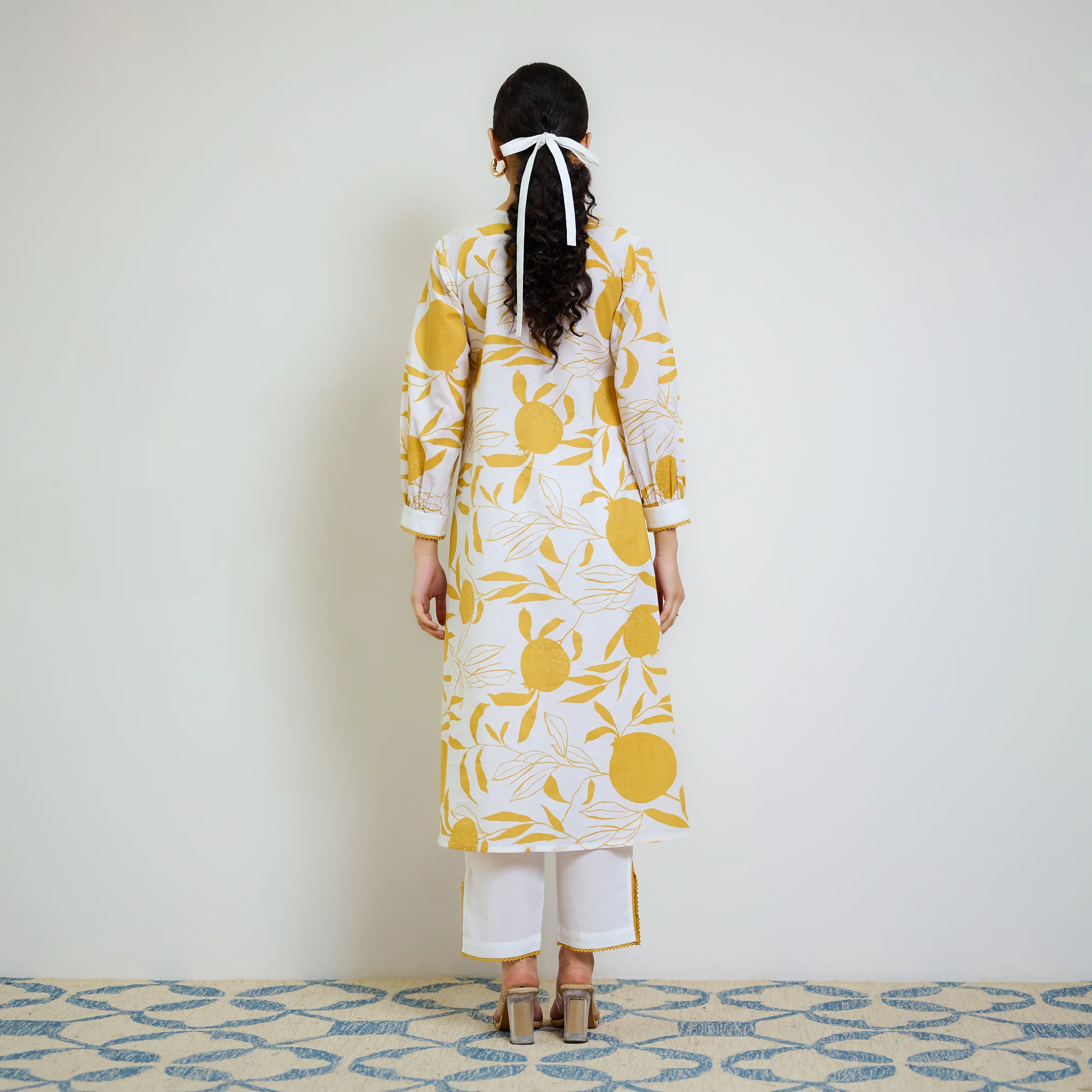 Yellow Love is in the Air Cotton Kurta Set with Hand Embroidery Detail - Image 8